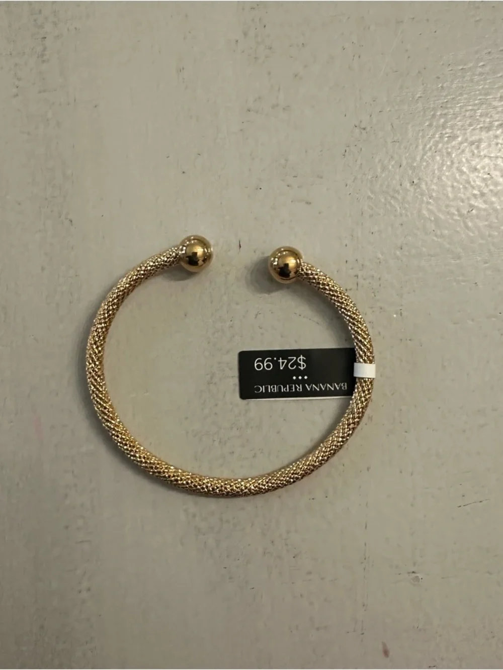 Banana Republic Gold Textured Cuff Bangle Bracelet One Size NWT